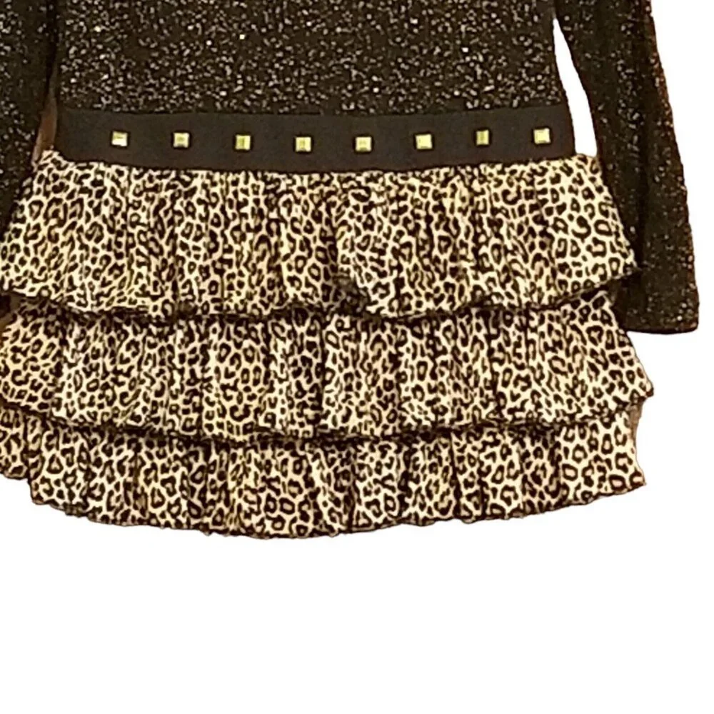 JUICY COUTURE Vintage Baby Toddler Dress 24 Mos Leopard Sparkle‎ Spell Out Black